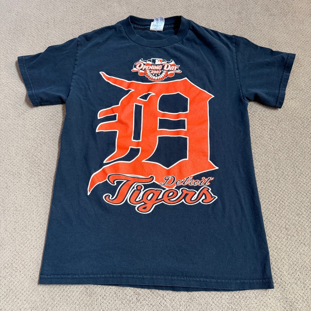 Vintage 2007 Detroit Tigers Opening Day T-Shirt 2006 AL Champions Navy Small